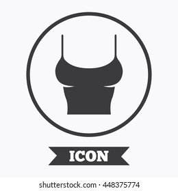 Women T-shirt sign icon. Intimates and sleeps symbol. Graphic design element. Flat symbol in circle button. Vector