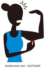 Women undergoing shock to the thickness of the upper arm