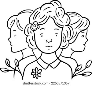 Women in Unity Outline Illustration