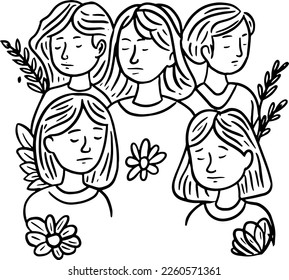 Women in Unity Outline Illustration