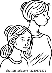 Women in Unity Outline Illustration