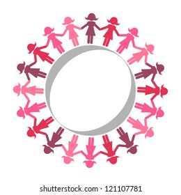 Women unity or support group concept. Female hand in hand in a circle.