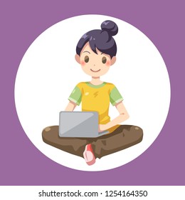 A women uses Internet notebook