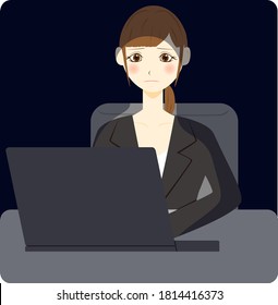 women using personal computer. vector illustration