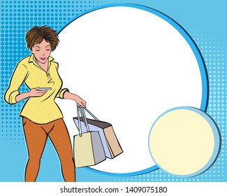 Women are using the phone while shopping.