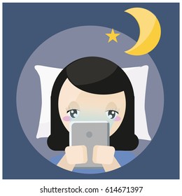 Women using tablet before bedtime