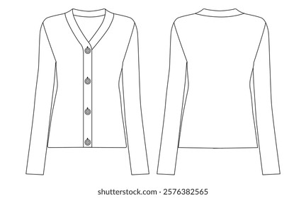  women v neck Cardigan vector illustration design
