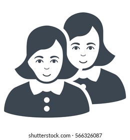 Women vector icon. Flat smooth blue symbol. Pictogram is isolated on a white background. Designed for web and software interfaces.