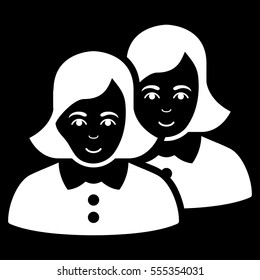 Women vector icon. Flat white symbol. Pictogram is isolated on a black background. Designed for web and software interfaces.