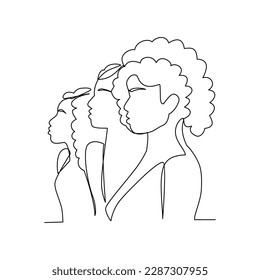 Women vector illustration drawn in line art style