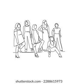 Women vector illustraton drawn in line art style