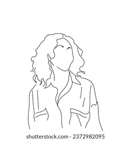 women vector line art  with white background