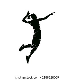 Women Volleyball Player Silhouette - Volleyball women jumping smash silhouette isolated on with backgroun-  vector illustration