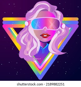 women with vr glasses illustration.