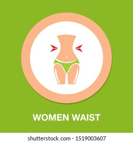 women waist icon, female silhouette, diet icon