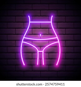 women waist line neon icon. Elements of Beauty and Cosmetics illustration icon. Signs and symbols can be used for web, logo, mobile app, UI, UX on brick wall background