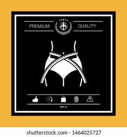 Women waist with measuring tape, weight loss, diet, waistline - icon. Graphic elements for your design