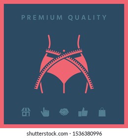 Women waist with measuring tape, weight loss, diet, waistline - icon. Graphic elements for your design