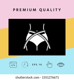 Women waist with measuring tape, weight loss, diet, waistline - icon. Graphic elements for your design