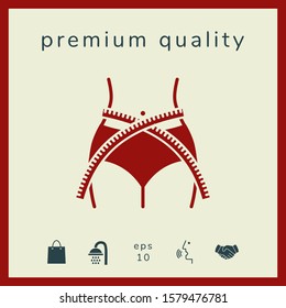 Women waist with measuring tape, weight loss, diet, waistline - icon. Graphic elements for your design