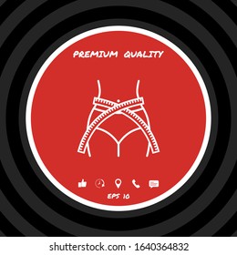 Women waist with measuring tape, weight loss, diet, waistline - line icon. Graphic elements for your design