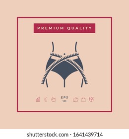 Women waist with measuring tape, weight loss, diet, waistline - icon. Graphic elements for your design