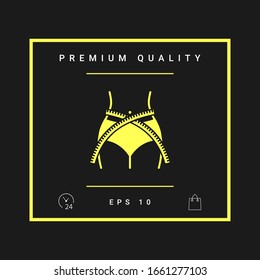 Women waist with measuring tape, weight loss, diet, waistline - icon. Graphic elements for your design