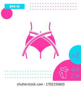 Women waist with measuring tape, weight loss, diet, waistline - icon. Graphic elements for your design