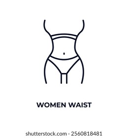 women waist outline icon. Linear vector from beauty concept. Thin line women waist icon isolated on white background