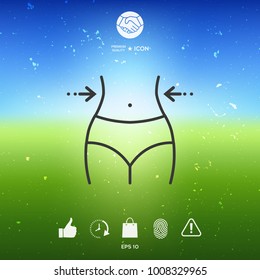 Women waist, weight loss, diet, waistline - line icon