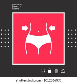 Women waist, weight loss, diet, waistline icon