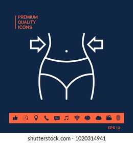 Women waist, weight loss, diet, waistline line icon