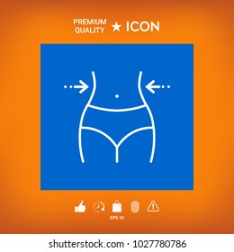 Women waist, weight loss, diet, waistline - line icon