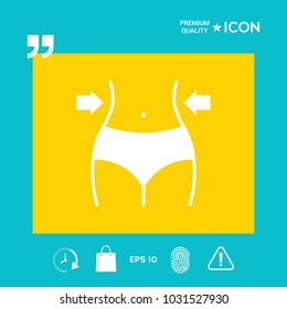 Women waist, weight loss, diet, waistline icon