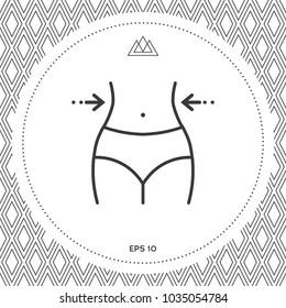 Women waist, weight loss, diet, waistline - line icon