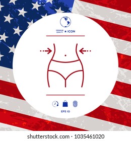 Women waist, weight loss, diet, waistline - line icon