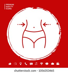 Women waist, weight loss, diet, waistline - line icon