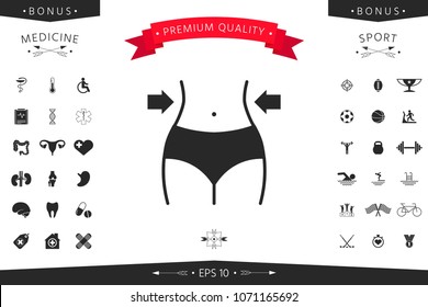 Women waist, weight loss, diet, waistline icon