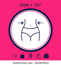 Women waist, weight loss, diet, waistline - line icon