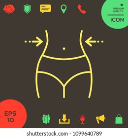 Women waist, weight loss, diet, waistline - line icon