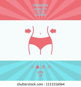 Women waist, weight loss, diet, waistline icon