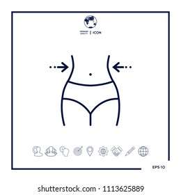 Women waist, weight loss, diet, waistline - line icon