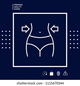 Women waist, weight loss, diet, waistline line icon