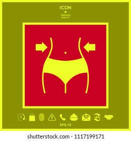 Women waist, weight loss, diet, waistline icon