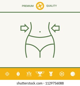 Women waist, weight loss, diet, waistline line icon