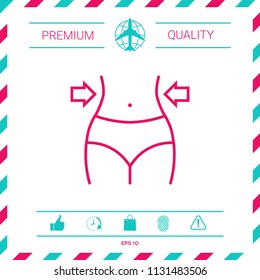 Women waist, weight loss, diet, waistline line icon
