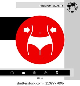 Women waist, weight loss, diet, waistline icon