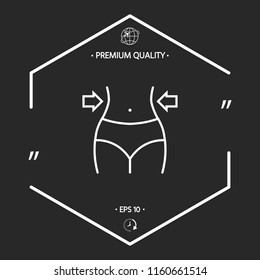 Women waist, weight loss, diet, waistline line icon