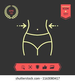 Women waist, weight loss, diet, waistline - line icon