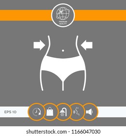 Women waist, weight loss, diet, waistline icon